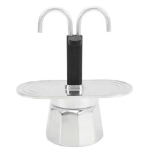 2-kops koffiezetapparaat, 100 ml mini koffiepot met dubbele kop, aluminium espressomaker voor op het fornuis, ideaal voor thuisgebruik