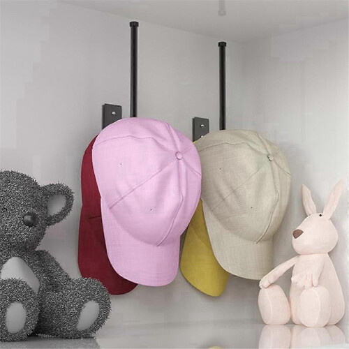 2Pack Black Hat Racks for Baseball Caps,Storage Organizer Hat Hanger StrongAdhesive/Wall Drilled for 1