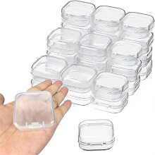 Conjunto de 30 pequenos recipientes plásticos transparentes com tampa articulada para armazenamento de itens pequenos (1,7
