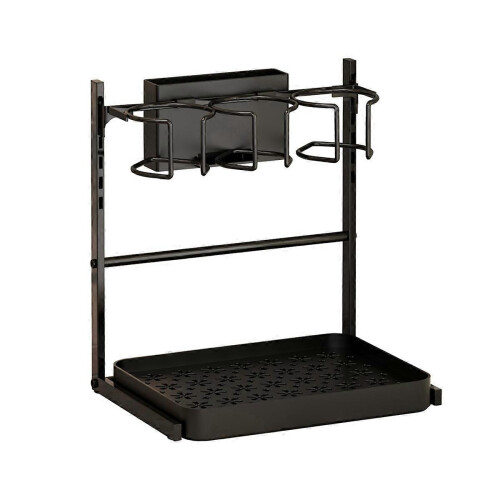 2-Tier Black Cup Holder for Cup Storage and Draining Kitchen Supplies Rack