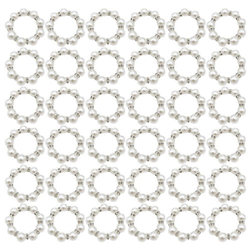 Conjunto de 100 Anéis de Guardanapo com Pérolas, Porta-Guardanapos com Imitação de Miçangas e Strass Elegante.