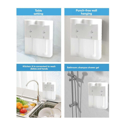 300ML Automatic Sensor Double Soap Dispenser USB Charging Soap Dispenser 3 Level Adjustable Wall Mou 2
