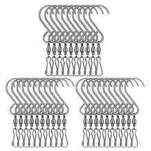 Lot de 30 crochets en acier inoxydable pour suspendre girouettes, carillons éoliens et toupies en cristal.