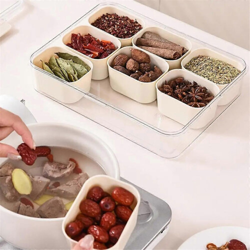 Bandeja de servir com 9 compartimentos e tampa, caixa de lanches portátil, recipiente para temperos e alimentos. 1