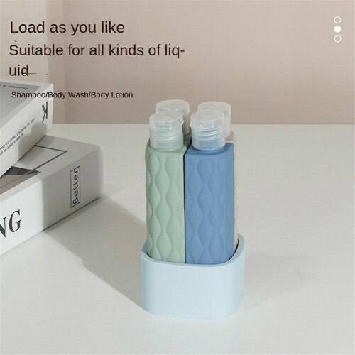 4pcs Portable Silicone Leak Proof Bottle Set - Refillable, Squeezable Liquid Containers for Lotion 1