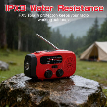 Wind Up Solar Radio, Emergency Radio, Portable Hand Crank Radio, AM/FM Radio with LED Torch, 7400mWh Rechargeable Power Bank