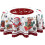 Christmas Round Tablecloth, 120cm Diameter, Red Polyester with Santa Claus Design 1