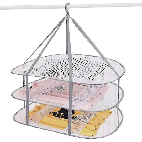 3-Tier Clothes Drying Rack, Mesh, Foldable, for Laundry, Hanging Dryer