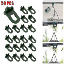 Verpakking van 50 kasclips - Eenvoudige installatie. Zwarte plastic clip met gesp voor bevestiging aan mand of bloempot.