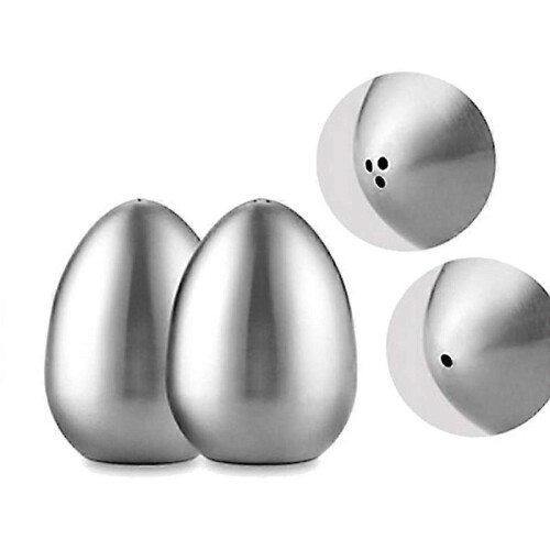 2 Pieces Stainless Steel Pepper Shaker Egg Shaped Salt Shaker Set Kitchen Tool 2