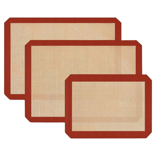 3PCS Silicone Baking Mat Reusable Baking Mat Non-Stick for Baking Oven Baking Sheet for Making Cooki 1