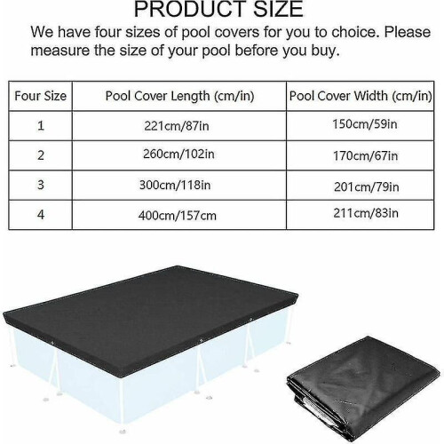 Cubierta para piscina rectangular de 221 x 150 cm, para piscinas elevadas, plegable e impermeable. 2