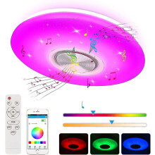 LED stropné svietidlo, 24W s diaľkovým ovládaním a Bluetooth reproduktorom, RGB lampa do obývačky pre štandard EÚ