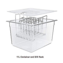 Stainless Steel Sous Vide Rack with Detachable Dividers for Immersion Circulators, 11L Sous Vide Cooker Containers Set