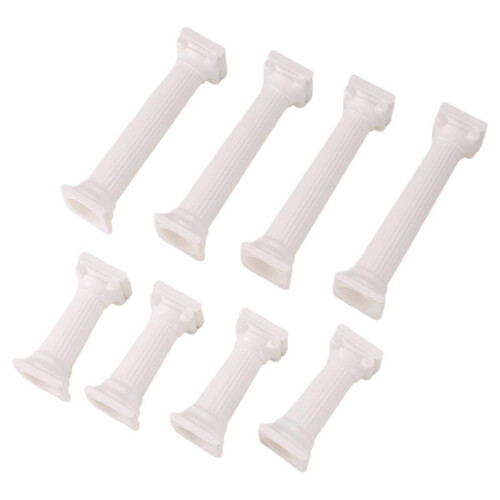 8Pcs/Set White Small+Large Plastic Cake Pillars,Wedding Cake Pillars Stand,Fondant Cake Support Mold 1