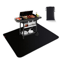 Tapis ignifugé d'extérieur - Protection de sol noire pour barbecue et fumoir