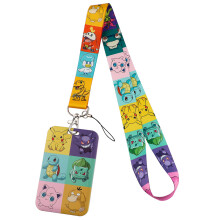 (08#) Pokemon Lanyard Keychain with ID Card Holder - Cute Anime Neck Strap
