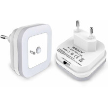 Dimmbares LED-Nachtlicht mit Bewegungsmelder, 2er-Set, stufenlos einstellbare Helligkeit, 3 Modi (Auto/Ein/Aus), Ausrichtungslicht.