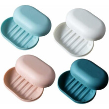 Saboneteira portátil à prova d'água com vedação, conjunto de 4 peças, ideal para banheiro, chuveiro e viagens, 4 cores.