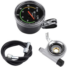 Mechanische fietscomputer, fietssnelheidsmeter met rode wijzer (0-60 km/u), fietskilometerteller
