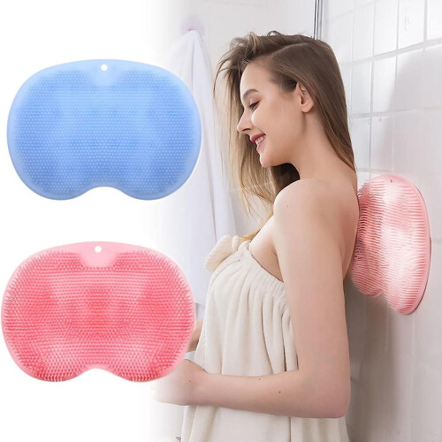 2 Pack Silicone Shower Back Foot Massage Brush Wall Mounted Suction Cups