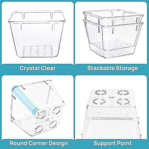 Clear Plastic Drawer Organizers Set, 25 pcs, 4-size, Bathroom and Vanity Use 2