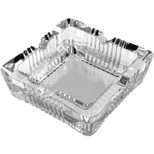 Cendrier carré en cristal, design classique pour une utilisation intérieure ou extérieure, grande taille 10,4 cm (4,1 pouces).