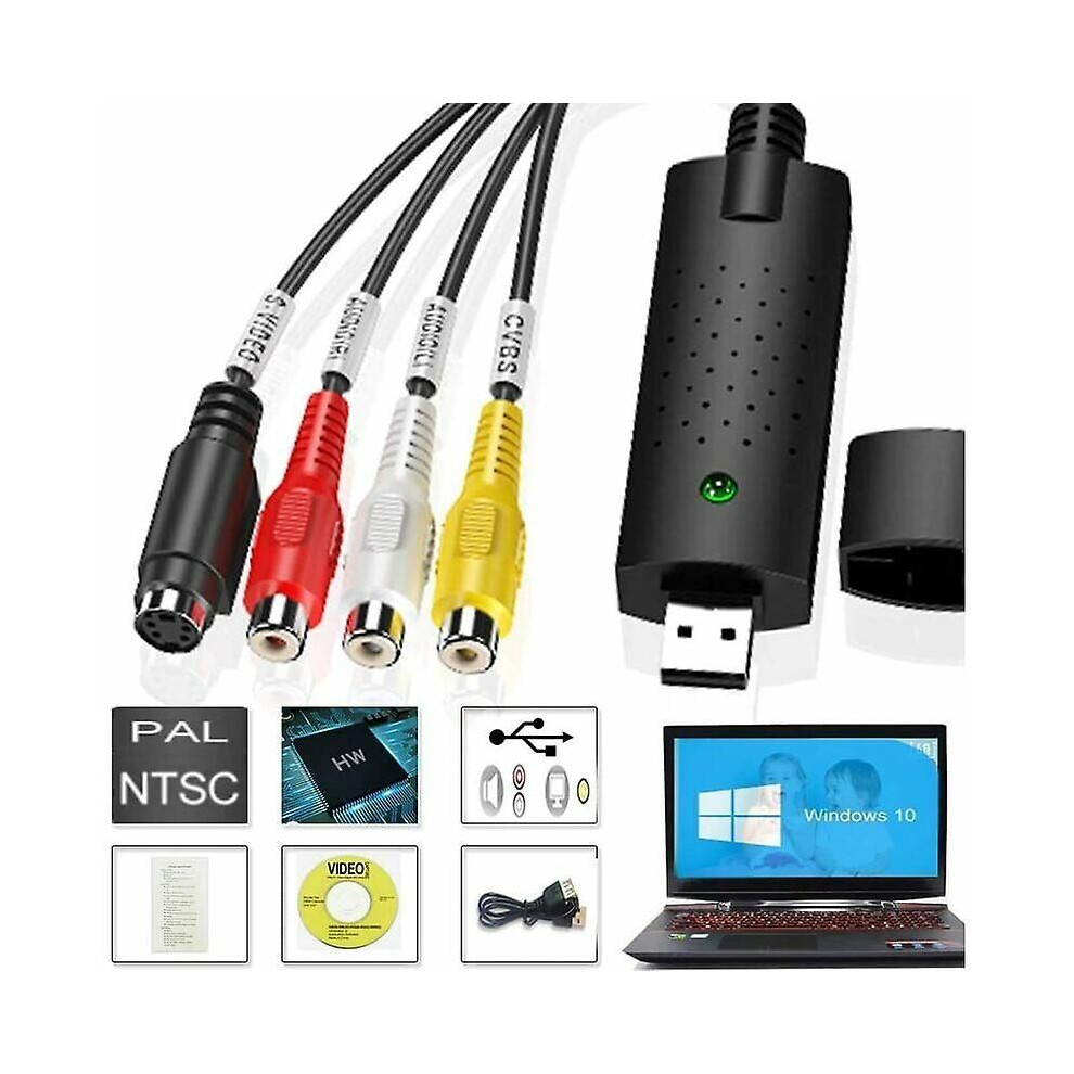 Video Capture O Video Usb 2.0 Digital Vhs Converter - Vcr To Dvd Transfer Recorder - Compatible With Windows 10 3439247910594