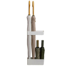 Parapluhouder voor wandmontage, zonder boren, met plankje en ophanghaak voor wateropvang.