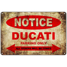 Ducati Motorfietsen Parkeerbord Metalen Decoratie Kunst voor Winkel, Mancave, Bar 12 x 18