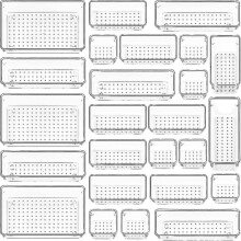 25 Pcs Clear Plastic Drawer Organizers Set, 4 Sizes for Bathroom & Vanity Use