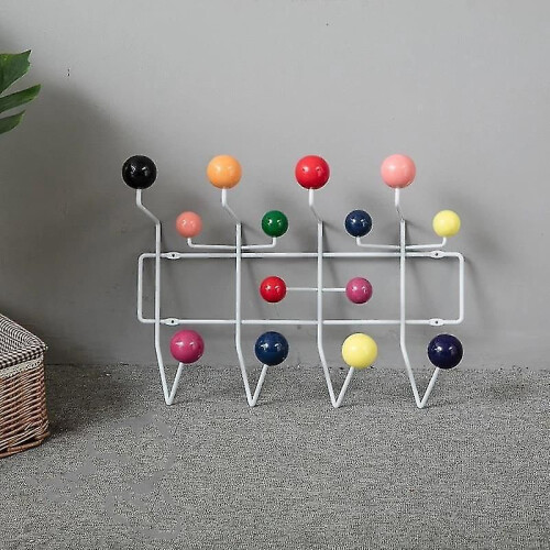 Classic Mid Century Modern Coat Rack with Painted Solid Wooden Walnut Balls, EU Standard