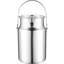 Balde/Jarra para Leite em Aço Inoxidável 304 com Tampa Hermética e Alça Única - 3L