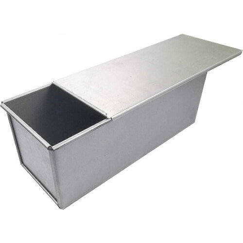 Pullman Loaf Pan with Lid, 1.65Lb Dough Capacity Non-stick Rectangle Flat Toast Box - Silver (750G), EU Standard