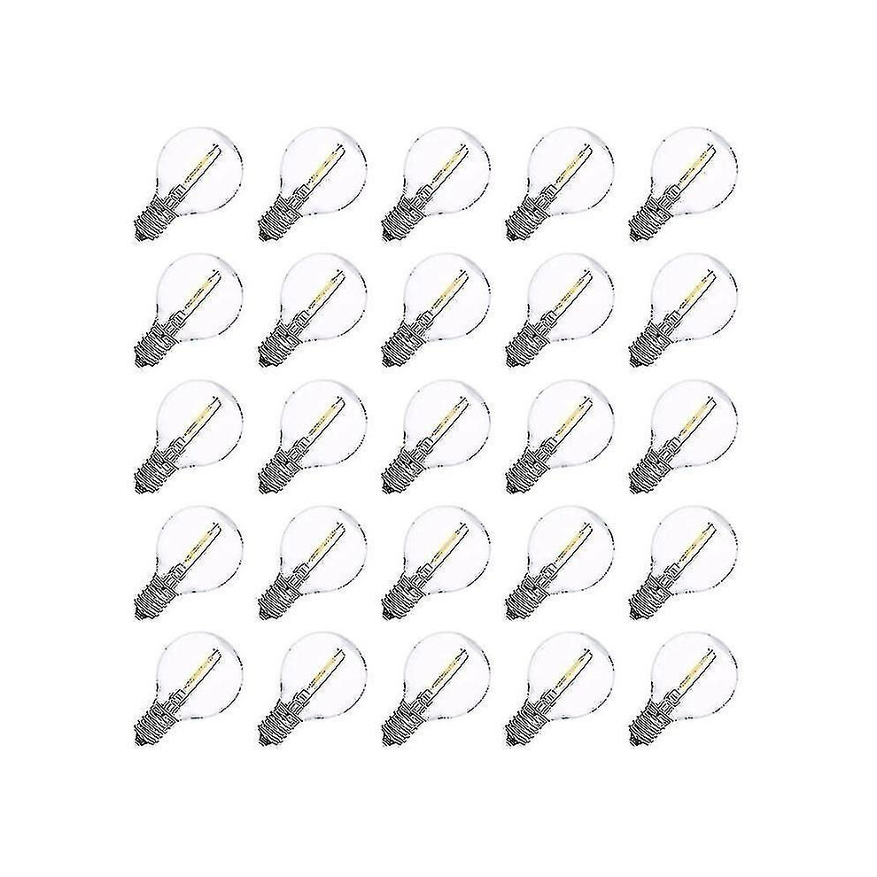 25Pcs G40 E14 Led Replacement Bulbs, 0.6W, 2700K, Filament Style, Energy Efficient White 3490130345084