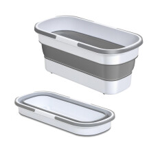 Large Flat Mop Cleaning Bucket Foldable Portable Floor Mop SystemGrey