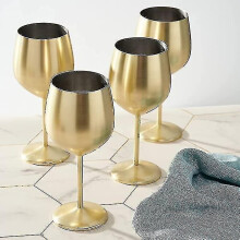 Conjunto de presente com 4 taças de vinho de 540ml em aço inoxidável fosco inquebráveis