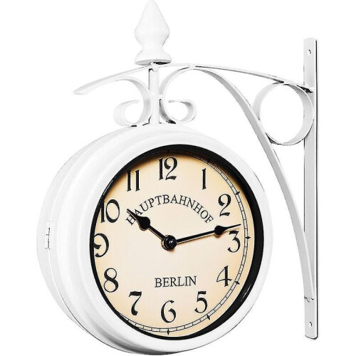 Double Sided Station Clock Black White Retro Wall Watch