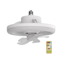 Ventilatore da soffitto girevole a 360 con luce, attacco E27, ventilatore intelligente con telecomando e luce LED per soggiorno.