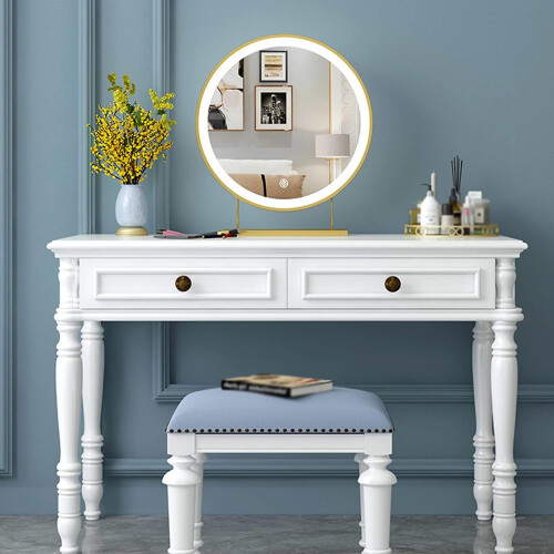 Touch Control LED Vanity Mirror, Desktop Makeup Mirror for Bedroom, Illuminated Tabletop Mirror with USB Charging Port 1