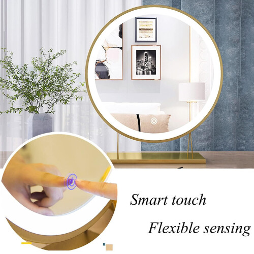 Touch Control LED Vanity Mirror, Desktop Makeup Mirror for Bedroom, Illuminated Tabletop Mirror with USB Charging Port 2