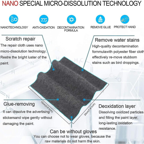 2pcs Nano Sparkle Cloth for Car Scratches, Multi-purpose Scratch Removal Cloth 2