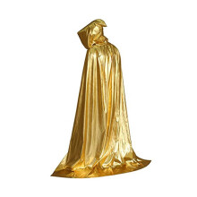 Unisex cape met capuchon, volledig kostuum voor Halloween en Kerstmis (goud)