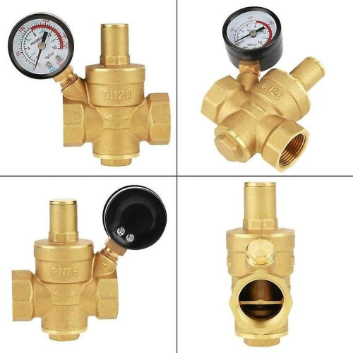 Riduttore di pressione dell'acqua in ottone con manometro DN20 2