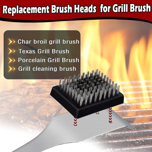 4 Pack Replacement Grill Brush Heads, Cordless, Compatible with Most Brushes 2