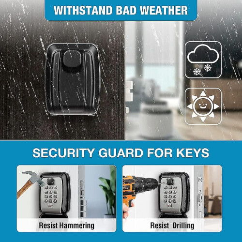 Waterproof Key Safe Box, Wall-Mounted Key Storage Box for Outdoor Use 2