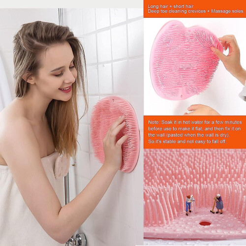 2 Pack Silicone Shower Back Foot Massage Brush Wall Mounted Suction Cups 2