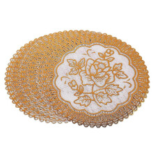 Ensemble de 6 sous-verres de table à fleurs dorés exquis