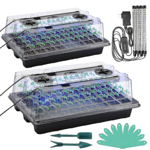 80 Cells Seed Starter Tray Kit, Humidity Dome Plant Seedling Starter KitABlack