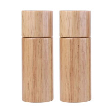 Lot de 2 moulins à sel et poivre en bois de chêne de 15 cm (6 pouces) - Outil de cuisine manuel